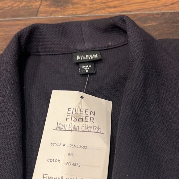 eileen fisher funnel neck long shaped blazer jacket size S in EUC snap buttons - Picture 2 of 10